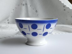 画像1: バドンヴィレー カフェオレボウル 水玉グラデーション ブルー (1)
