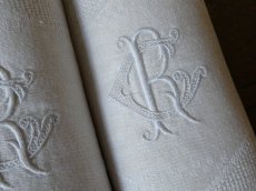 画像4: フランス アンティーク ダマスク織り セルヴィエット モノグラム RC (4)