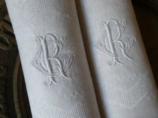 画像3: フランス アンティーク ダマスク織り セルヴィエット モノグラム RC (3)