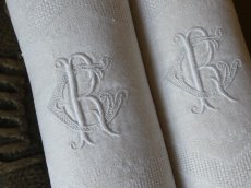 画像2: フランス アンティーク ダマスク織り セルヴィエット モノグラム RC (2)