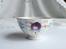 画像2: フランス アンティーク カフェオレボウル 手描きの花絵 (2)