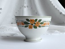 画像2: フランス アンティーク カフェオレボウル オレンジのお花のステンシル (2)