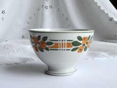 画像3: フランス アンティーク カフェオレボウル オレンジのお花のステンシル (3)