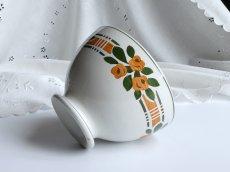 画像4: フランス アンティーク カフェオレボウル オレンジのお花のステンシル (4)