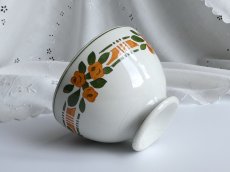 画像14: フランス アンティーク カフェオレボウル オレンジのお花のステンシル (14)