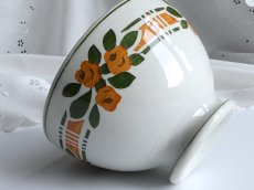 画像5: フランス アンティーク カフェオレボウル オレンジのお花のステンシル (5)