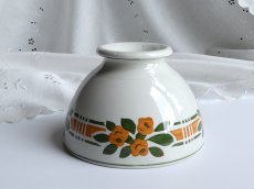 画像13: フランス アンティーク カフェオレボウル オレンジのお花のステンシル (13)