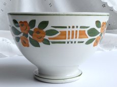 画像12: フランス アンティーク カフェオレボウル オレンジのお花のステンシル (12)