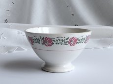 画像14: フランス アンティーク カフェオレボウル ピンクのお花のステンシル (14)