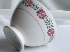 画像17: フランス アンティーク カフェオレボウル ピンクのお花のステンシル (17)