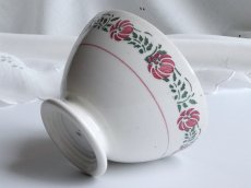 画像16: フランス アンティーク カフェオレボウル ピンクのお花のステンシル (16)