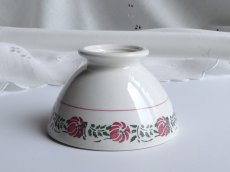 画像13: フランス アンティーク カフェオレボウル ピンクのお花のステンシル (13)
