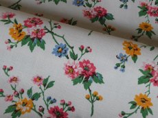 画像5: フランス ヴィンテージ ひな菊のファブリック アイボリー 2枚セット (5)