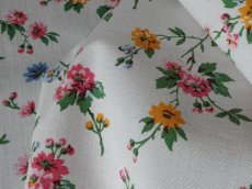 画像2: フランス ヴィンテージ ひな菊のファブリック アイボリー 2枚セット (2)