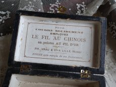 画像11: フランス アンティーク 黒い木箱 FIL AU CHINOIS (11)