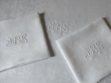 画像4: フランス製 アンティーク ダマスク織り セルヴィエット JBS ３枚セット  (4)