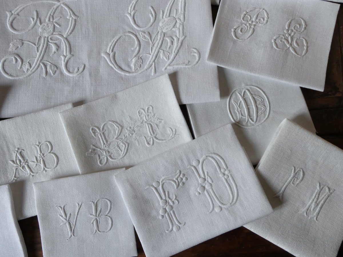 画像6: フランス アンティーク モノグラム イニシャル セット  (6)