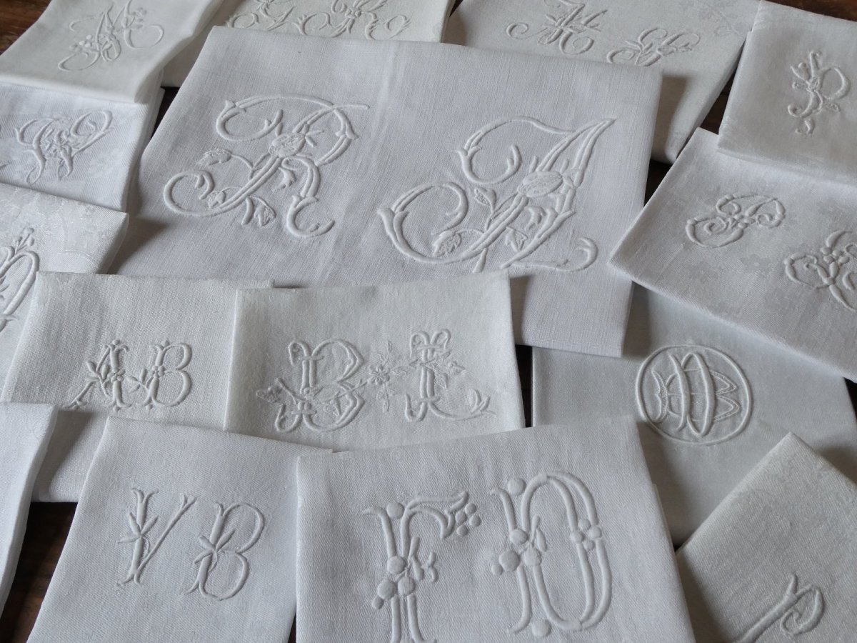 画像10: フランス アンティーク モノグラム イニシャル セット  (10)