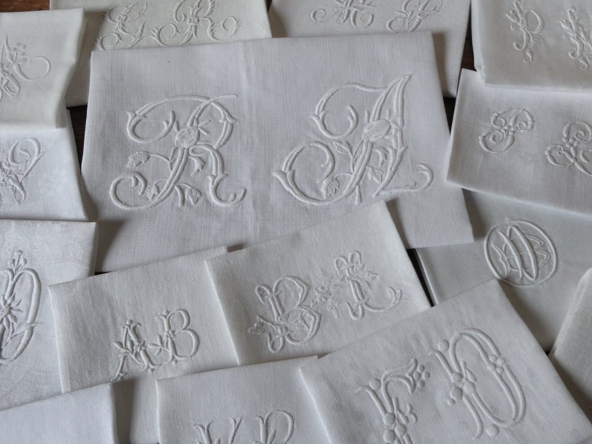 画像11: フランス アンティーク モノグラム イニシャル セット  (11)