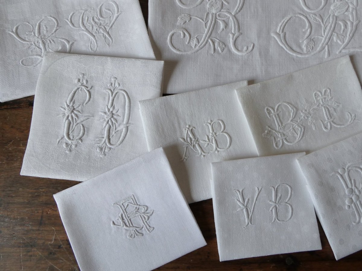 画像5: フランス アンティーク モノグラム イニシャル セット  (5)