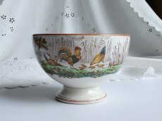 画像1: ヴィエイヤール ボルドー カフェオレボウル 水鳥とにわとり (1)