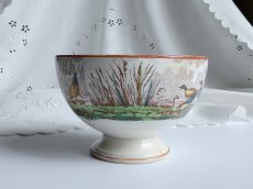 画像2: ヴィエイヤール ボルドー カフェオレボウル 水鳥とにわとり (2)