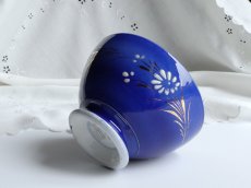 画像1: ショワジールロワ カフェオレボウル エマイユのお花 ナイトブルー (1)
