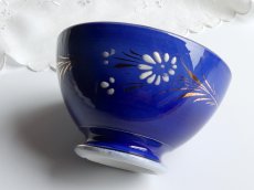画像14: ショワジールロワ カフェオレボウル エマイユのお花 ナイトブルー (14)
