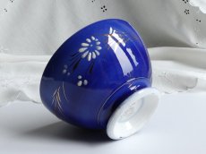 画像12: ショワジールロワ カフェオレボウル エマイユのお花 ナイトブルー (12)