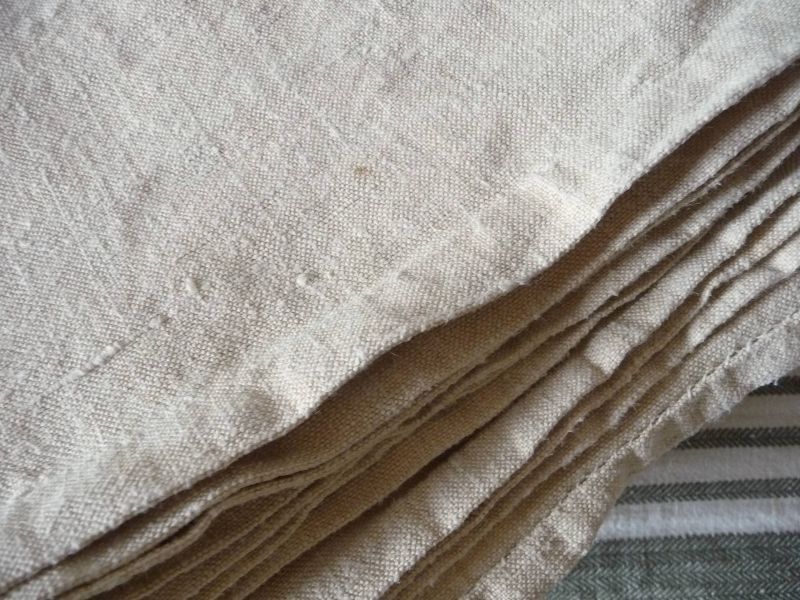 フランス製 アンティークリネン 手織りのシャンブルリネン シーツ 小麦 