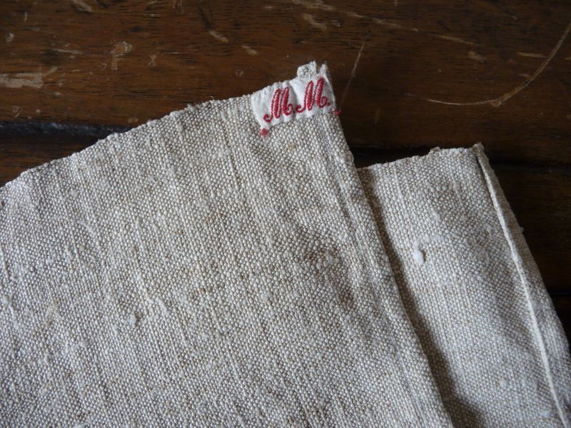 フランス製 アンティークリネン 手織りのシャンブル トーション B 
